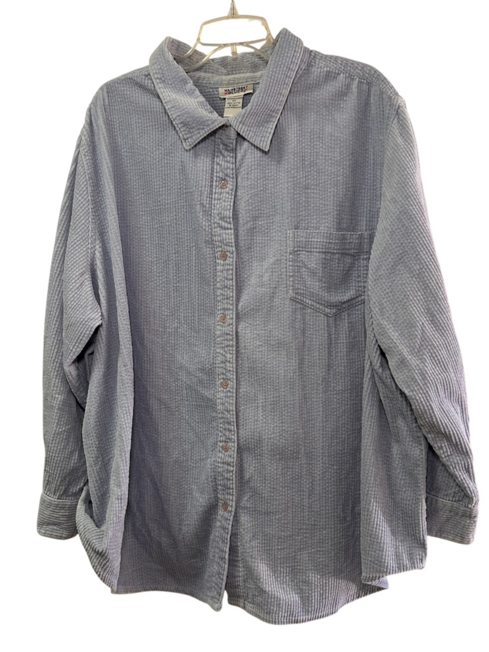 Men's Mainstreet Blues Cotton Heavy Duty Corduroy Button Down Shirt Size 3XL